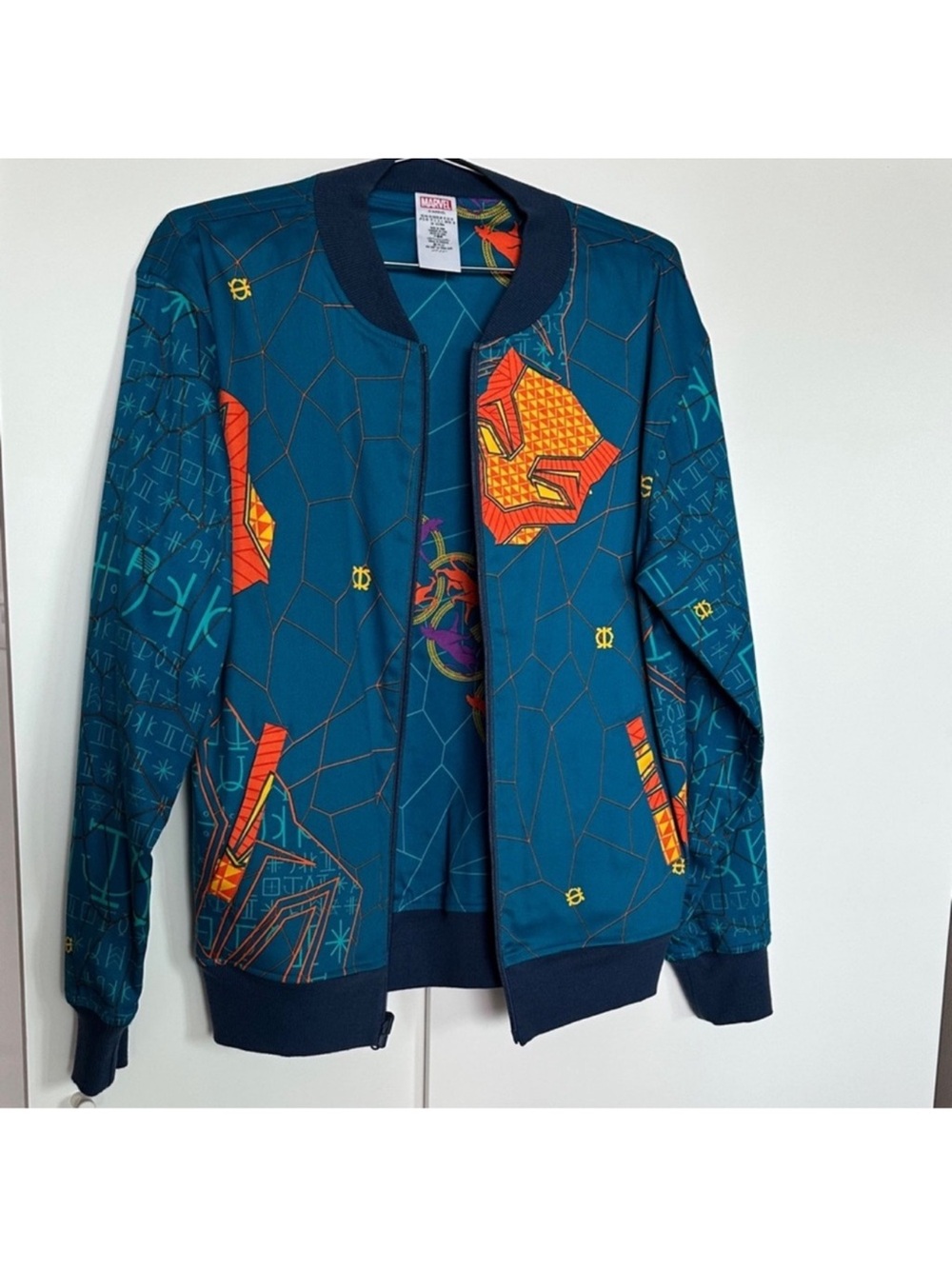 Marvel Teal & Orange Bomber Jacket - Printed Women's Coat